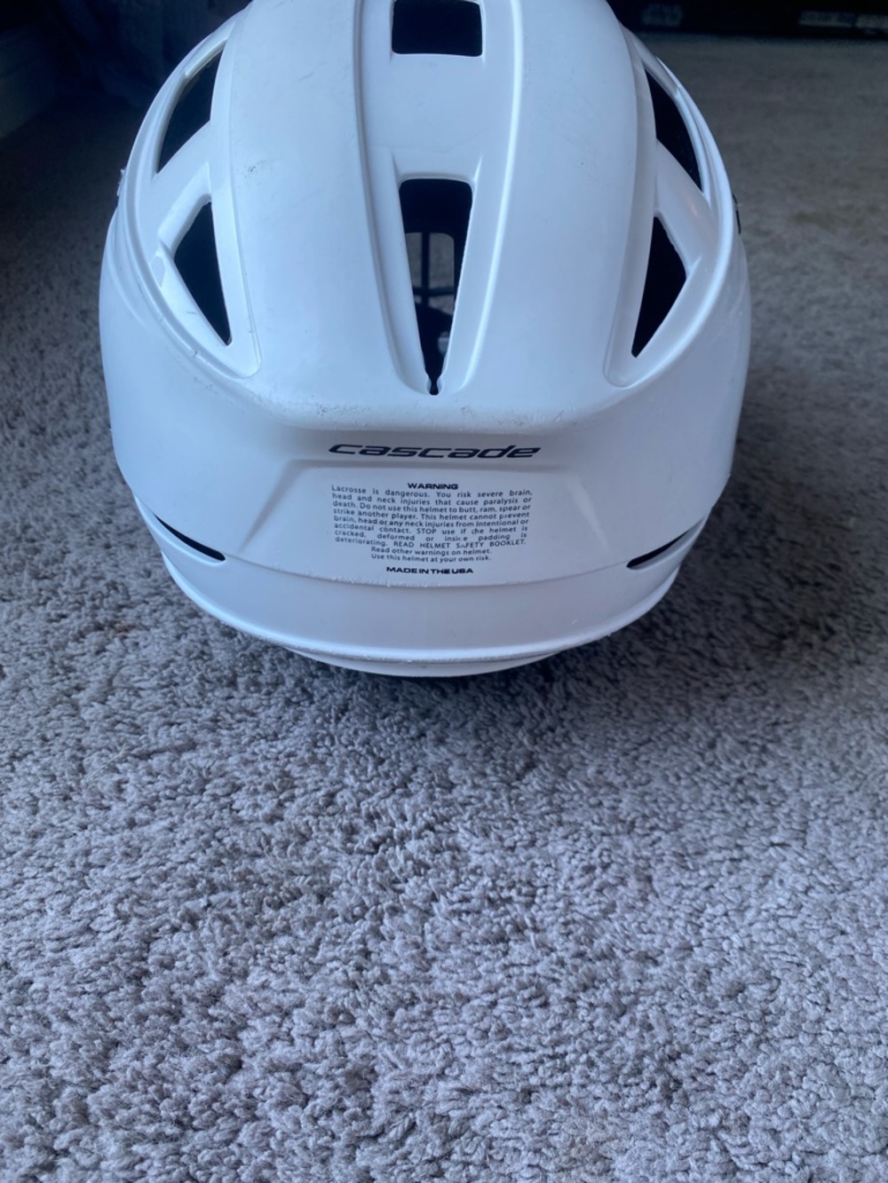 Cascade CPV-R Lacrosse Helmet in White with black mask - Picture 10 of 13